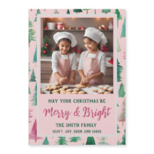 Magical Pink Christmas Tree Magnetic Holiday Card