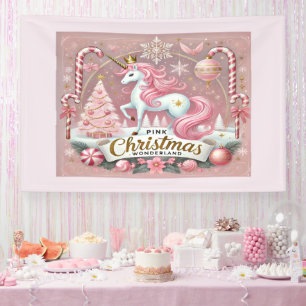 Magical Pink Christmas Wonderland Unicorn Banner