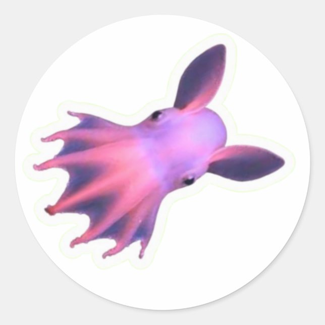 Magical Pink Dumbo Octopus Sticker - Neon Deep Sea (Front)