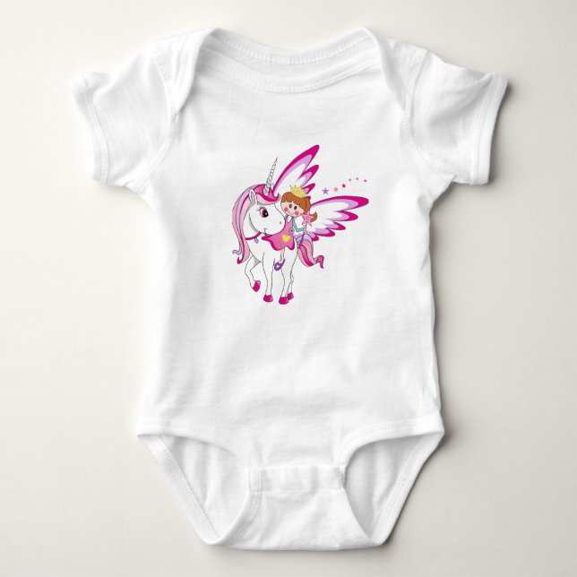 Magical Pink Fantasy Design for Girls Baby Bodysuit (Front)