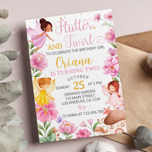 Magical Pink Floral Fairy Birthday Invitation