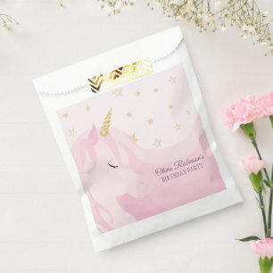 Magical Pink Gold Unicorn Birthday Favour Bag