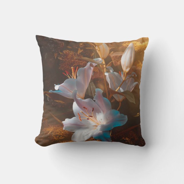 Magical pink lilies - flowers cushion (Front)