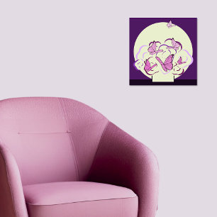 Magical Pink Purple Bouquet & Butterflies Square Poster