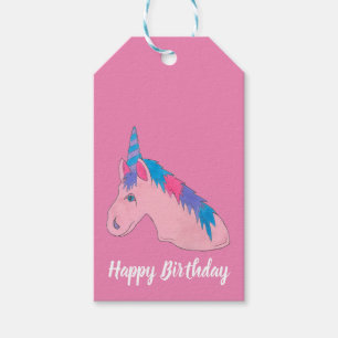 Magical Pink Purple Horn Unicorn Horse Mythical Gift Tags