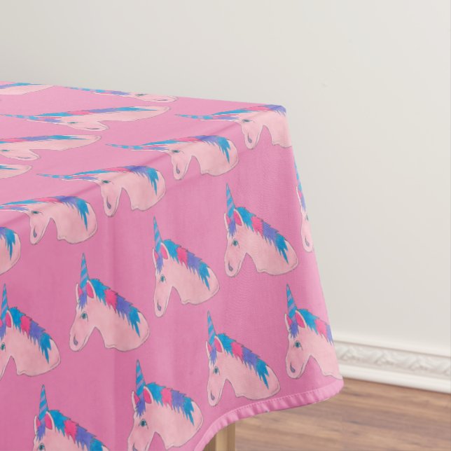 Magical Pink Purple Horn Unicorn Horse Mythical Tablecloth (In Situ)