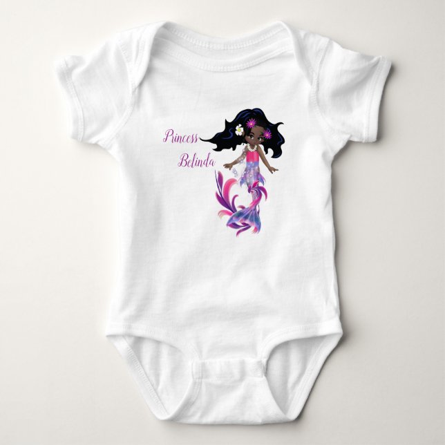 Magical Pink Swirly Mermaid Baby Bodysuit (Front)
