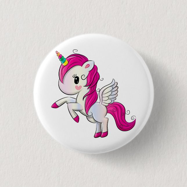 Magical Pink Unicorn  3 Cm Round Badge (Front)
