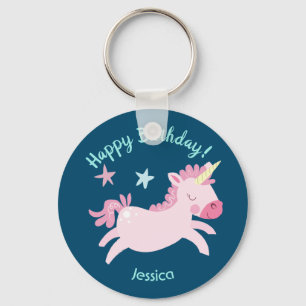 Magical Pink Unicorn Custom Name Key Ring