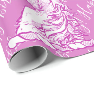 Magical Pink Unicorn Pattern Custom Birthday Text Wrapping Paper