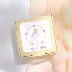 Magical Pink Unicorn Princess   Birthday Thank You Square Sticker