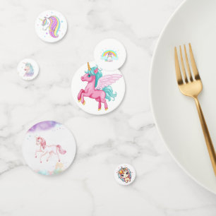 Magical Pink Unicorn Rainbow Birthday Confetti