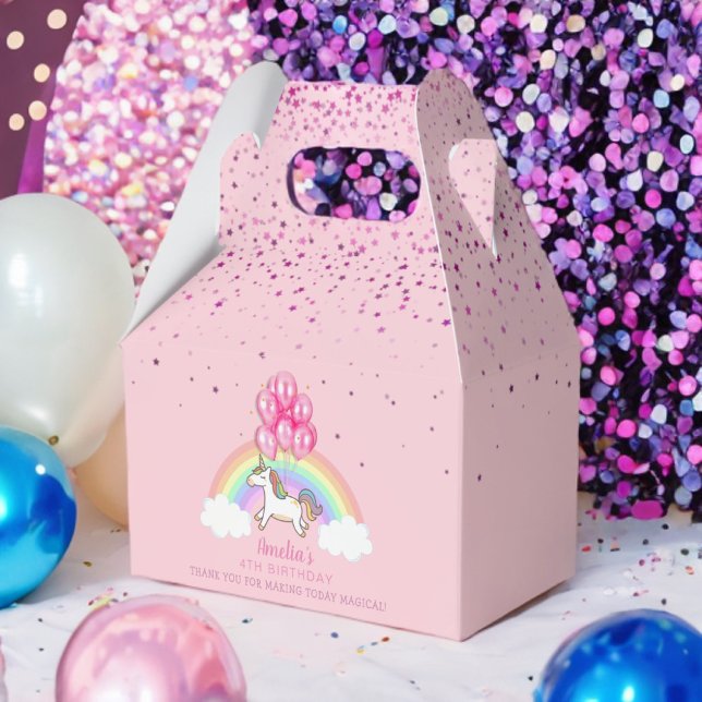 Magical Pink Unicorn Rainbow Birthday Thank You Favour Box (Creator Uploaded)