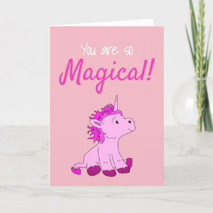 Magical PInk Unicorn Valentine`s day Card