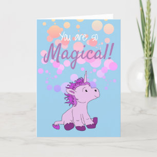 Magical PInk Unicorn Valentine`s day Card
