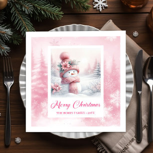 Magical Pinkmas Winter Forest Christmas Napkins