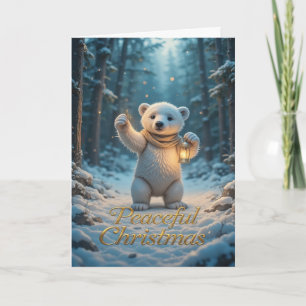 Magical Polar Bear with Lantern Cosy Winter  Card