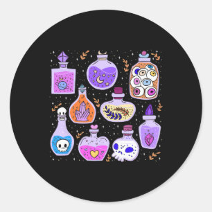 Magical Potions Bottles Witchy Halloween Print  Classic Round Sticker