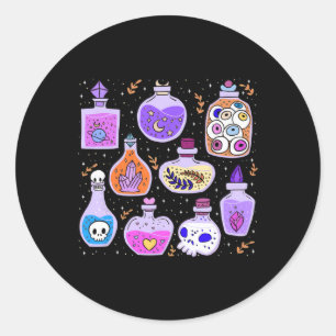 Magical Potions Bottles Witchy Halloween Print Classic Round Sticker