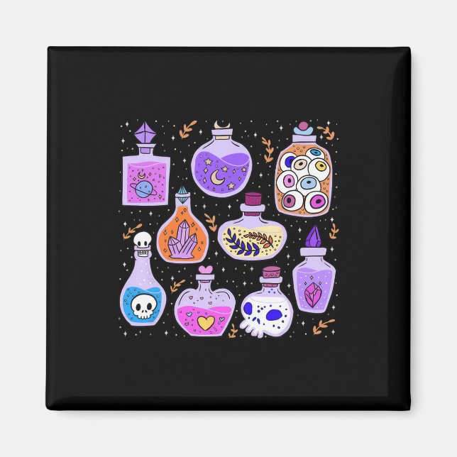 Magical Potions Bottles Witchy Halloween Print  Magnet (Front)
