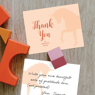 Magical Prancing Peach Unicorn Thank You Card