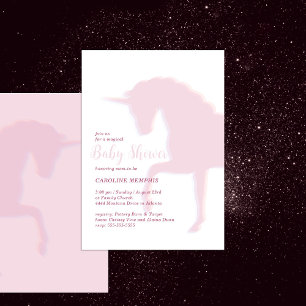 Magical Prancing Pink Unicorn Baby Shower Invitation