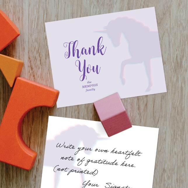 Magical Prancing Purple Unicorn Thank You Card (Creator Uploaded)