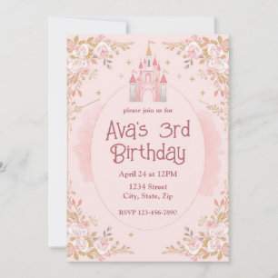 Magical Princess Birthday Invitation   Watercolor