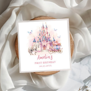 Magical Princess Castle Birthday Paper Napkin