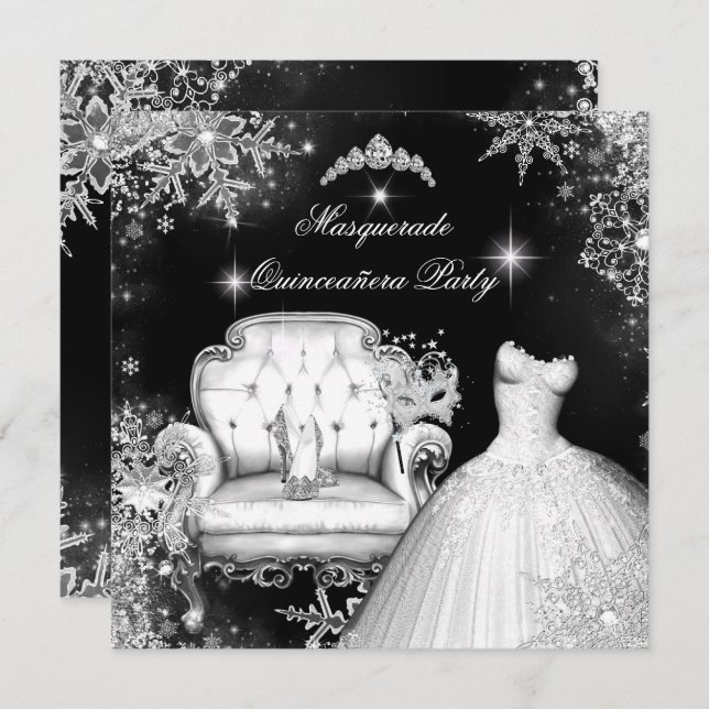 Magical Princess Quinceanera Masquerade Party Invitation (Front/Back)