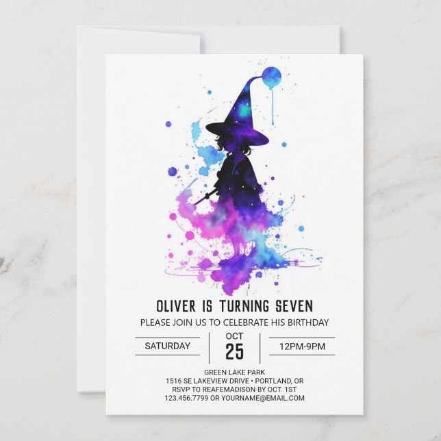 Magical Printable Wizardry Birthday Invitation (Front)