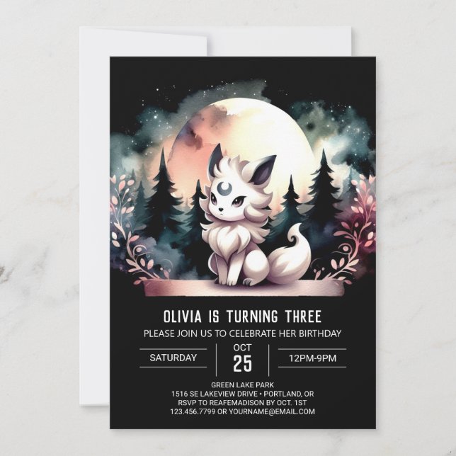 Magical Printable Wolf Birthday Invitation (Front)