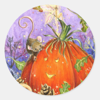 Magical Pumpkin and Little Friends Classic Round Sticker