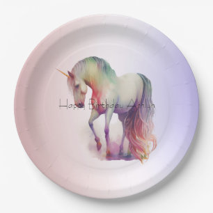 Magical Purple Blush Ombre Unicorn Paper Plate