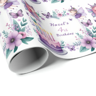 Magical Purple Fairy garden - Birthday Wrapping Paper