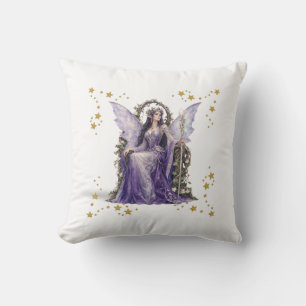 Magical Purple Fairy & Gold Stars Fantasy Throw Pi Cushion