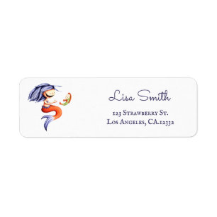 Magical Purple Fish Mermaid Return Address Label