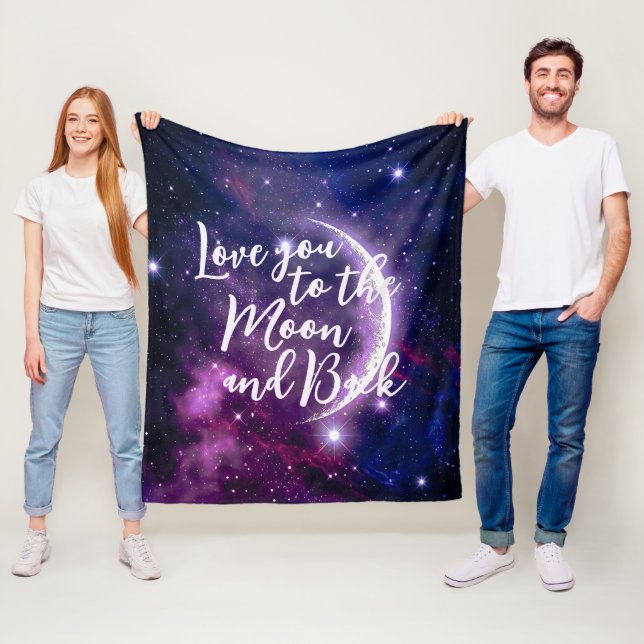 Magical Purple Galaxy Crescent Moon Celestial Fleece Blanket (In Situ)