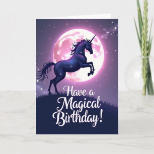 Magical Purple Moon Birthday Card