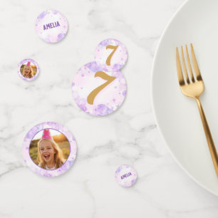 Magical Purple Photo Happy Birthday Party  Confetti