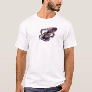 Magical Purple Quill and Ink Pot Galaxy Ink Art T-Shirt