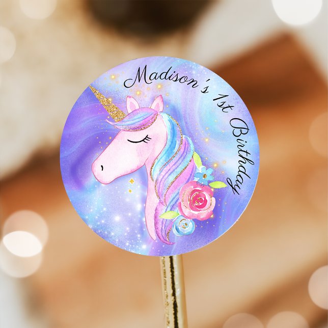 Magical Purple Unicorn Birthday Sticker (Creator Uploaded)