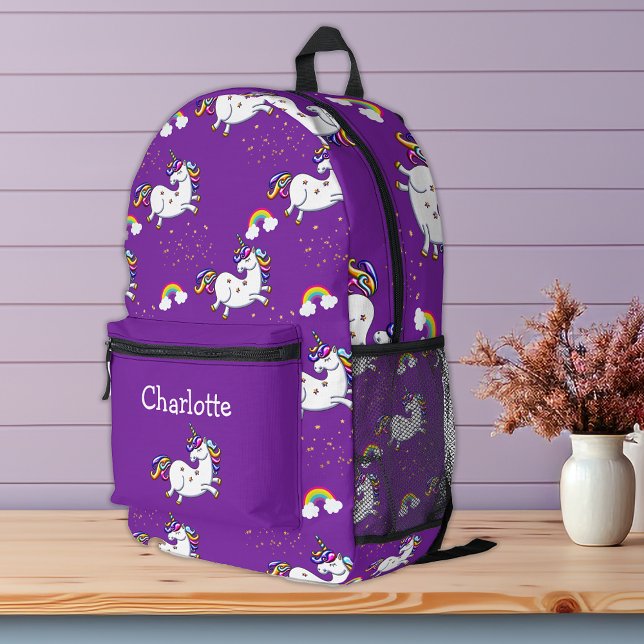 Magical Purple Unicorn Paradise  Printed Backpack (Creator Uploaded)