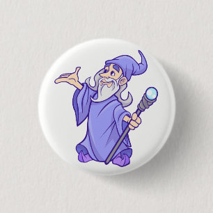 Magical purple wizard magician sorceress 3 cm round badge