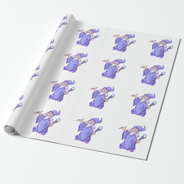 Magical purple wizard magician sorceress wrapping paper (Unrolled)