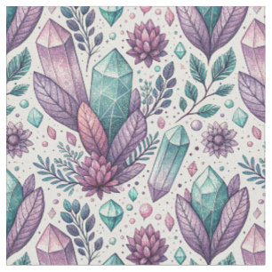 Magical Quartz & Amethyst Crystal Cluster Pattern Fabric