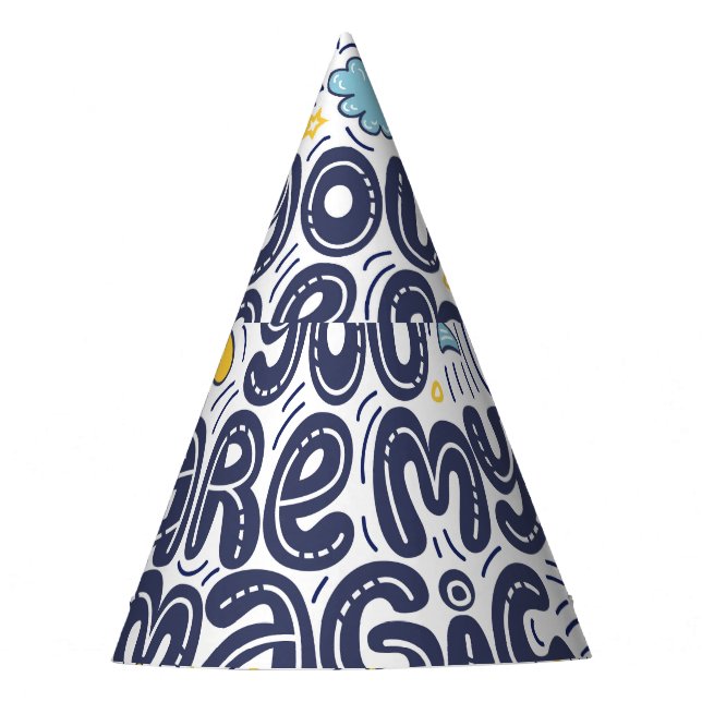 Magical Quote, Decorative Light Lettering. Party Hat (Front)
