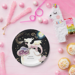 Magical Radiant Dragon Birthday Paper Plate