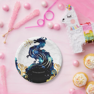 Magical Radiant Dragon Birthday Paper Plate