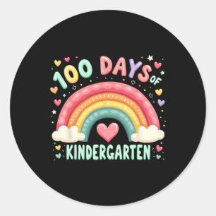 Magical Rainbow 100 Days Of Kindergarten Teacher  Classic Round Sticker